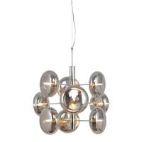 Pendelleuchte "ORION" Ø ca. 53 cm amber, aus messingfarbenem Metall und Glas in amber, G9-Sockel, Beleuchtung für Wohnzimmer, Esszimmer oder Büro.