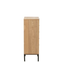 J-Line kast 5 Lades - hout/metaal - naturel/zwart