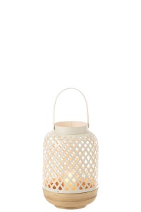 J-Line lantern Evi - bamboo - white - small