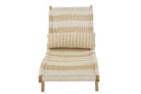 J-Line lounger + cushion Stripes - plastic/teak - white/natural