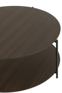 J -Line Coffee Table Round - Wood/Metal - Dark Brown - Small