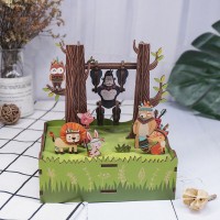 Music box DIY 3D Wooden Puzzle Jungle Games Tone-Cheer, TQ050, 10.3x10.5x15.5cm