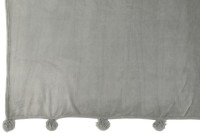 J-Line Plaid Pompom - polyester - gray - 170 x 130 cm