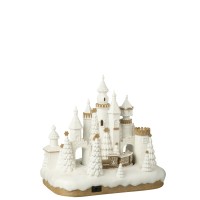 J-Line decoratie Peperkoek Kasteel + Trein - polyresin - beige/wit