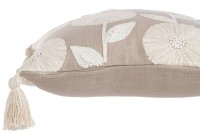 J-Line cushion Flowers/Leaves - cotton - taupe/beige