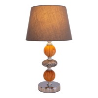 Ceramic table lamp "Araga" 36 cm high, table lamp made of metal, wood and marble, with text blades, gray, with E14 socket, lighting for dining room, living room, hallway or office