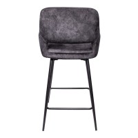 Fal LOW Velvet Anthracite Bar Stool Black Metal Le