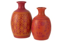 J-Line vase Flowers + Lines - ceramic - pink/orange