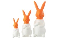 J-Line Set Of 3 Rabbits Outside MGO White/Orange