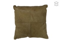 J-Line cushion Cow hair - leather - olive