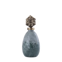 Cherisee Green Glass Statue Brass Lid Low