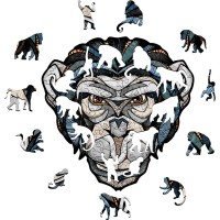 Eco Wood Art (EWA), Houten Legpuzzel Chimp/Chimpansee, Size S, 3557, 21,8x21,6x0,4cm