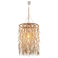 Pendant lamp "coconut" Ø 40 cm, made of wood and coconut shells, beige/brown, E27 socket, lighting for living room, dining room or winter garden.