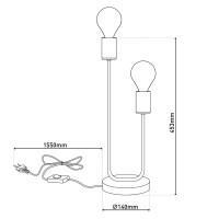 Table lamp 2-flame. "Modo" made of metal in black, versions in gold, E27 socket, table lamp for living room, dining room, kitchen, hallway, hallway or office, 45 x 14 cm