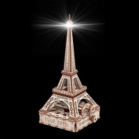 Mr. Playwood 3D Wooden Puzzle Eiffel Tower with LED lighting, 10205, 18.5x16x38cm