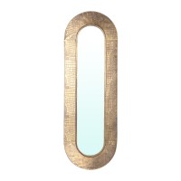 Darcio Gold Thick Iron Croco Print Mirror Oval