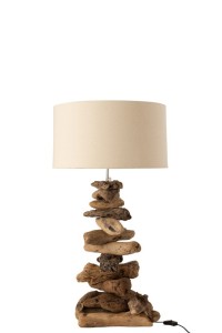 J-Line lamp + shade - wood - natural/beige - small