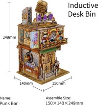 Tone-Cheer DIY 3D Houten Puzzel Desk Bin, Punk Bar, TQ183,15x14x25cm