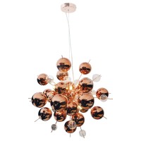 Pendant lamp "explosion" of metal and glass, G9 versions, hanging lamp for dining room, living room, hallway or office, Øca. 65 cm
