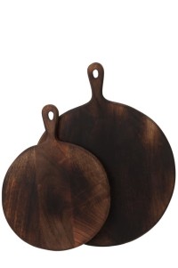 J-Line Round cutting board - wood - dark brown - extra L