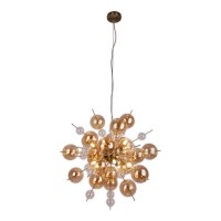 Pendelleuchte "EXPLOSION" amber aus Metall und Glas, G9 Fassungen, Hängelampe für Esszimmer, Wohnzimmer, Diele oder Büro, Hängelampe Øca. 65 cm