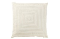 J-Line Cushion Motif Squares Polyester White