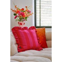 Sierkussen - L45 x B45 x H10 cm - Katoen - Roze, Rood