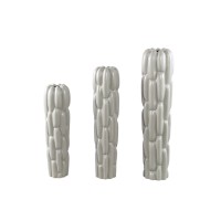 Seanis Grey Round Ceramic Vase Block Pattern M