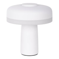 Cordless table light "Pilu", 16.5 cm high, above Ø of 15 cm, metal in white, white plastic, integrated LEDs, 280 lumens, dimmable by touch sensor, warm white