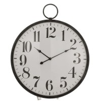 J-Line klok Rond Bol - glas/metaal - zwart - Ø 13 cm