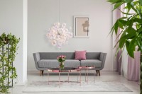 Pendant lamp "explosion" made of metal and iris glass, G9 frames, hanging lamp for dining room, living room, hall or office, Øca. 65 cm
