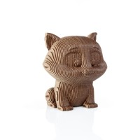 Eco Wood Art (EWA) 3D Houten Bouwset Spaarpot Kat/Cat, 3793, 13,6x12,7x14,1cm