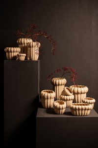 Samaran Cream Oval Ceramic Pot Ribbed S