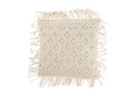 J-Line cushion Cozy Diamant - cotton - off-white