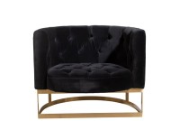 J-Line Zetel Knopen 1Kussen Wilson 1Persoon Fluweel Metaal/Berk Antraciet/Goud