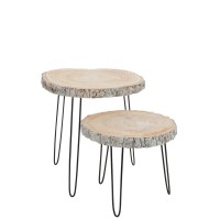 J-Line bijzettafel Paulownia - hout/ijzer - grijs - large
