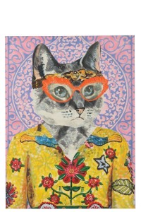 J-Line Wall Decoration Cat Pop Art Canvas Mix Large