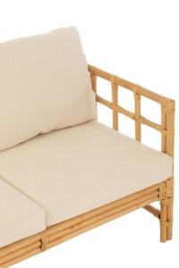 J-Line sofa Elise + cushion 3 Persons - rattan/textile - natural/white