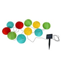 LED textile 10-solar light chain colorful, for outside, light chain-metal and plastic and textile, colorful, with integrated LED