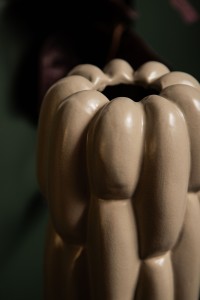 Seanis Grey Round Ceramic Vase Block Pattern S