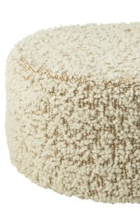 J-Line Pouf Round Bouclé Cotton/Polyester Camel/Cream