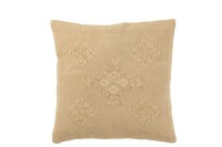 J-Line cushion Embroidery - cotton - beige