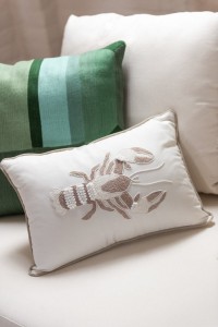 J-Line cushion Lobster - cotton - white/taupe