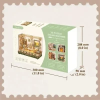 Tonecheer, DIY 3D Houten Puzzel met 6 verschillende geluidseffecten en stofkap, Miniature House The Pastoral Home, TQ400, 18x14,5x15,4cm