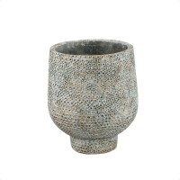 Laim Grey Cement Round Pot Dots Pattern On Base L