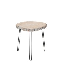 J-Line bijzettafel Paulownia - hout/ijzer - grijs - large