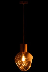 J-Line Hanging Lamp Gold Metal/Glass Gray