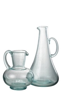 J-Line Long carafe - glass - transparent/light blue