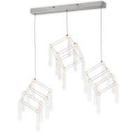 LED pendant lamp "Araneus" metal and plastic in chrome, with firmly built -in LEDs, 80 cm long, lighting for living room, dining room or office