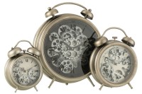 J-Line Alarm clock Roman Numerals clock - metal - silver - L - Ø 47 cm